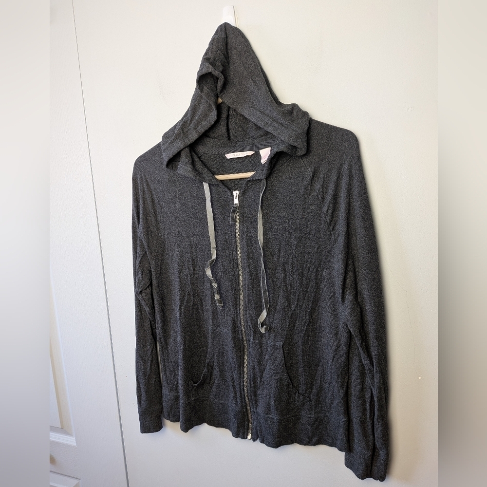 VICTORIA'S SECRET Angel Wing Sweater Women Size Medium Hoodie Gray Full Zip